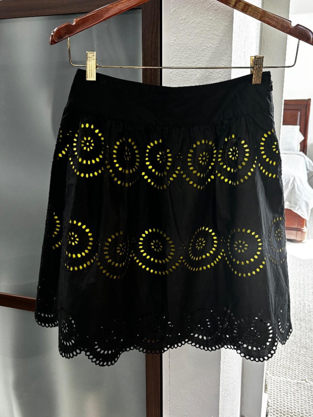 INC International Concepts Eyelet Skirt - Black with Citron Underlay Size 2P - Picture 2 of 9
